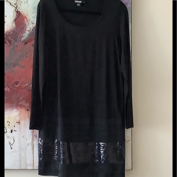 DKNY Black Sequin bottom dress size L - Picture 12 of 12